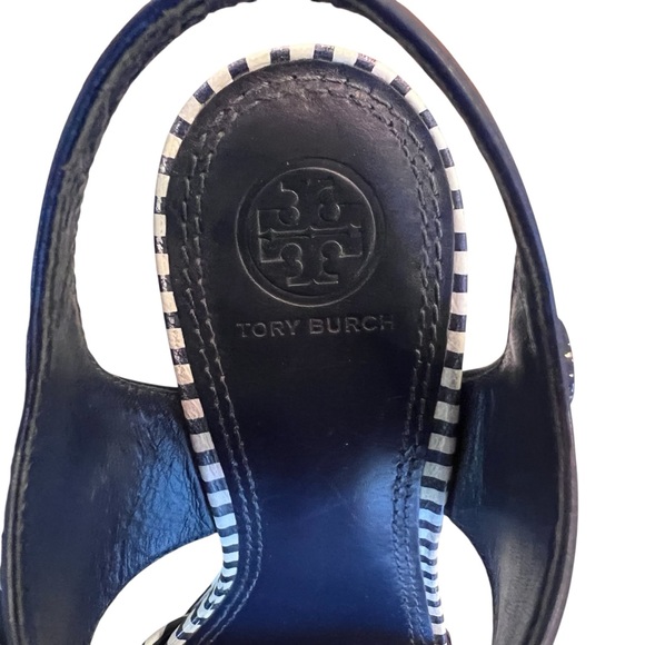 Tory Burch Maritime Stripe Wedge Sandals Women’s Size 7.5 - Picture 10 of 16